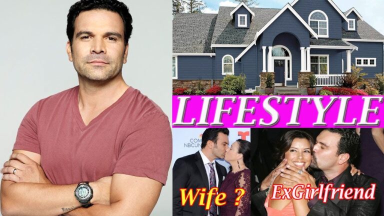 Man in a red shirt, a blue house, and two photos of him with different women, labeled "Wife?" and "ExGirlfriend," against a backdrop with the word "Lifestyle.