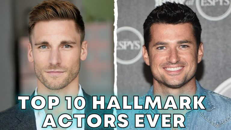 Split image of two men with text overlay: "Top 10 Hallmark Actors Ever.